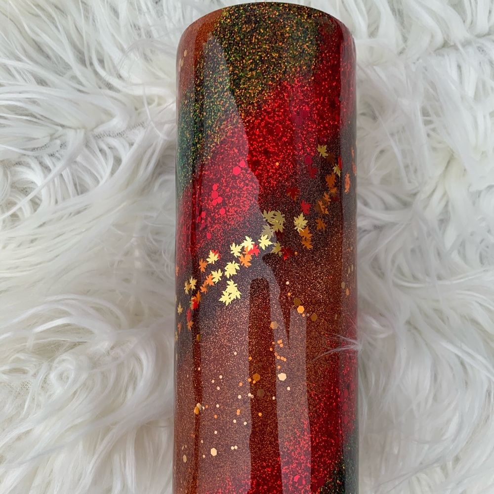 Fall leaves glitter swirl epoxy tumbler 24oz